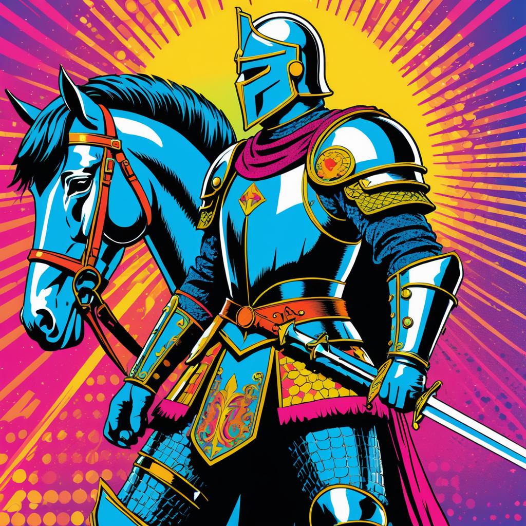 Brave Knight in Vintage Comic Style