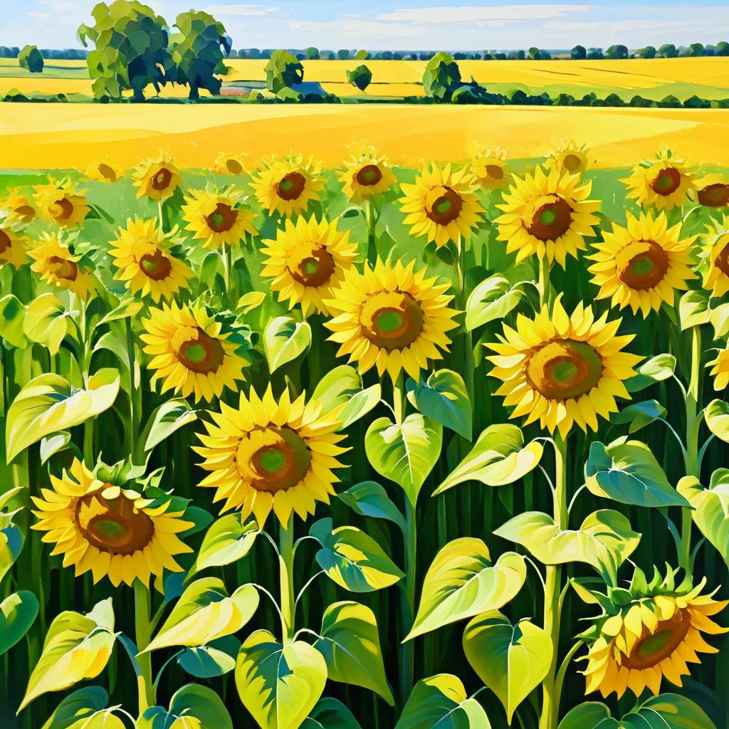 Vibrant Sunflower Field in Post-Impressionism