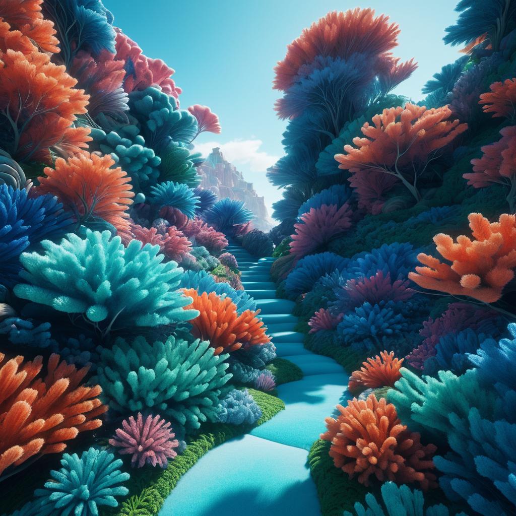 Vibrant Yarn Coral Scene in 16K