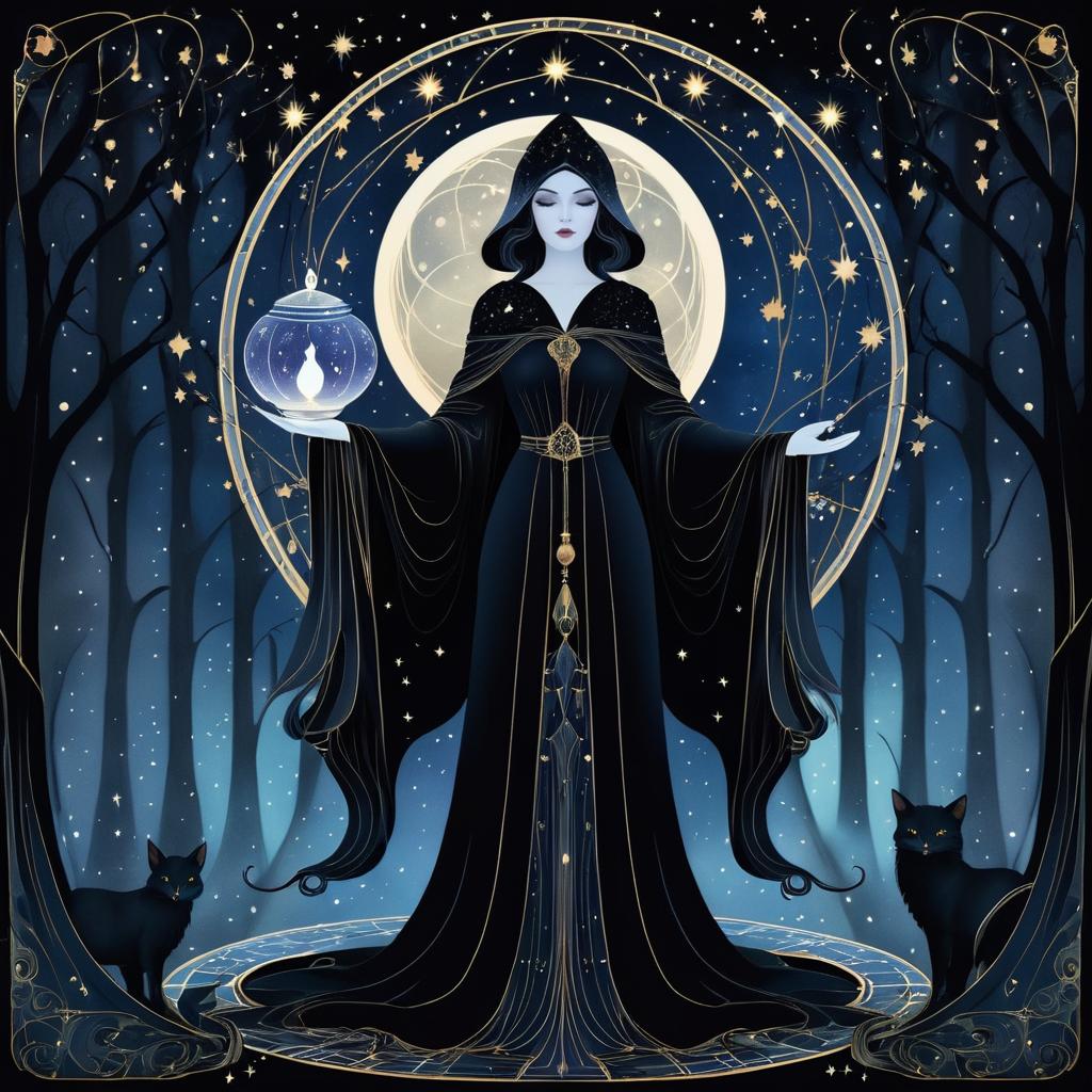 Ethereal Witch in Moonlit Forest