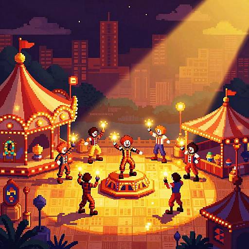 Pixel Art Carnival Night Scene