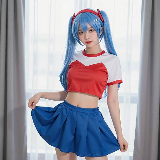 Young Woman with Blue Pigtails