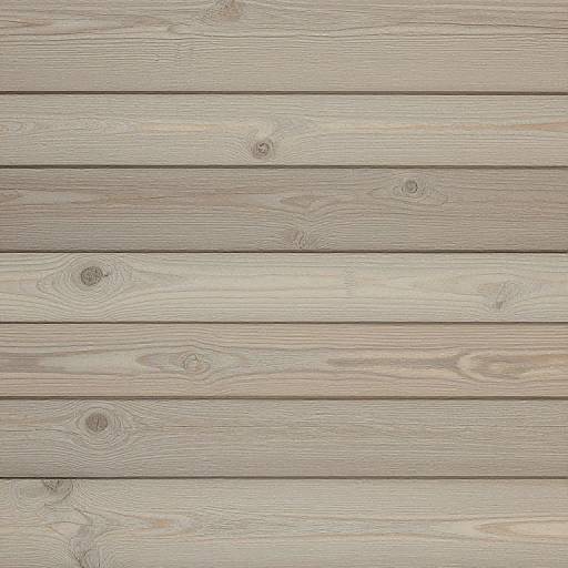 Photograph of weathered, light gray wooden planks with visible grain, knots, and subtle pinkish hues, arranged horizontally.