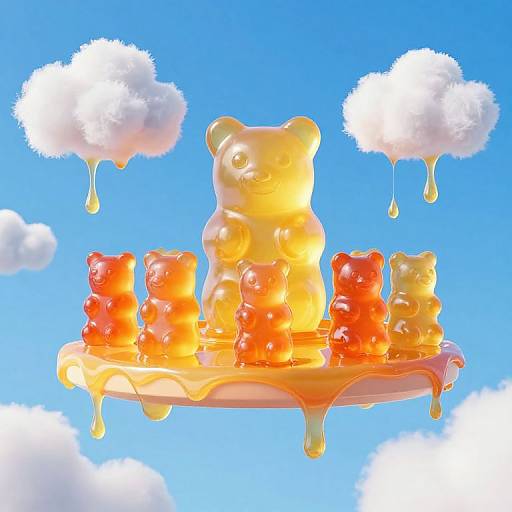 Surreal Gummy Bear Floating Platform