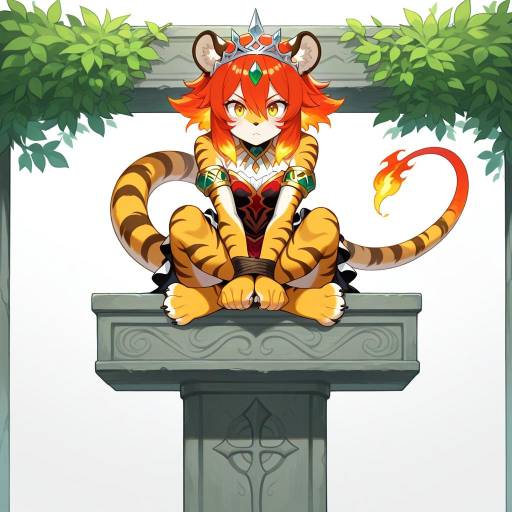 Majestic Redheaded Dragoness on Pedestal Majestic Redheaded Dragoness on Pedestal