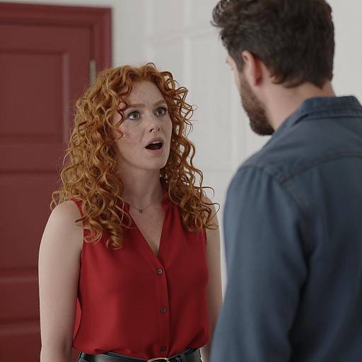 Woman Talking to Man Indoors