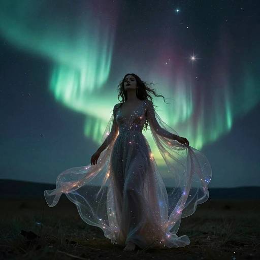 Ethereal Astral Wanderer in Cosmic Aurora