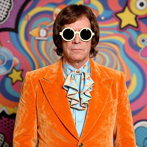 Eccentric Sixties Man in Orange Suit