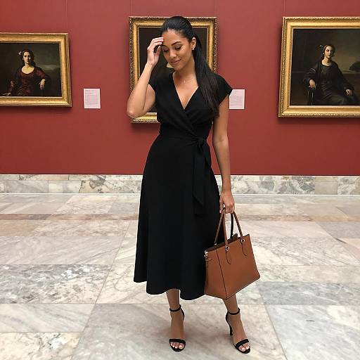 Elegant Woman in Art Gallery Setting