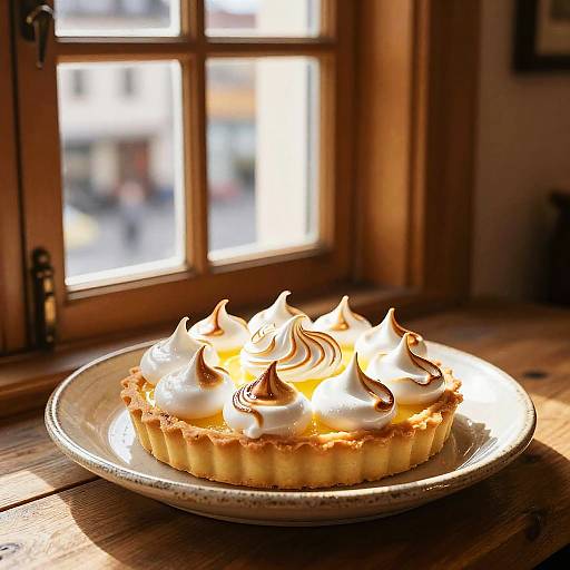 Sunlit Lemon Meringue Tart Scene