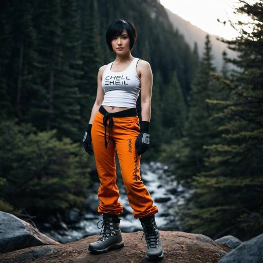 Woman in Casual Outdoor Outfit Standing on Rock