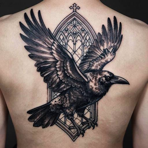 Gothic Raven Tattoo Design