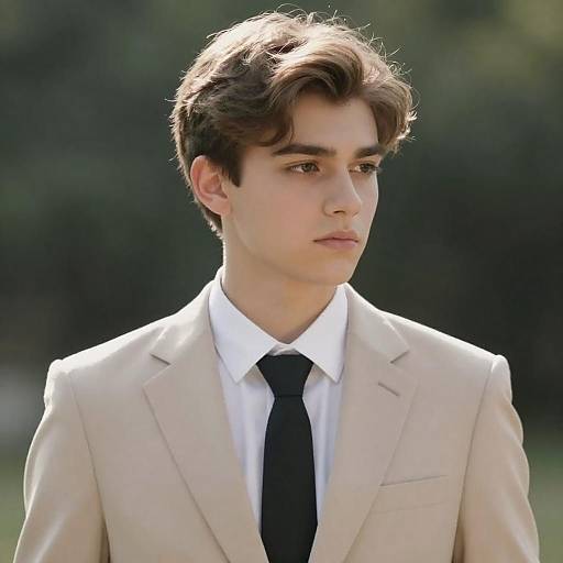 Young Man in Beige Suit Portrait