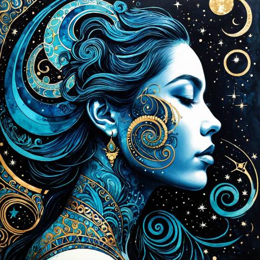 Cosmic Oceanic Portrait in Ink Wash Cosmic Oceanic Portrait in Ink Wash