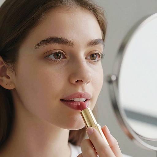 Young Woman Applying Pink Lip Balm