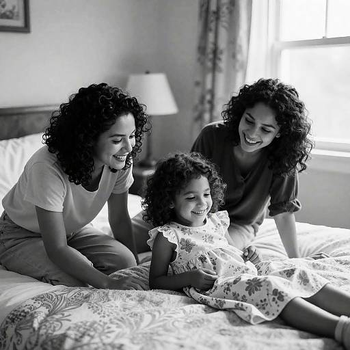 Happy Family in Bedroom