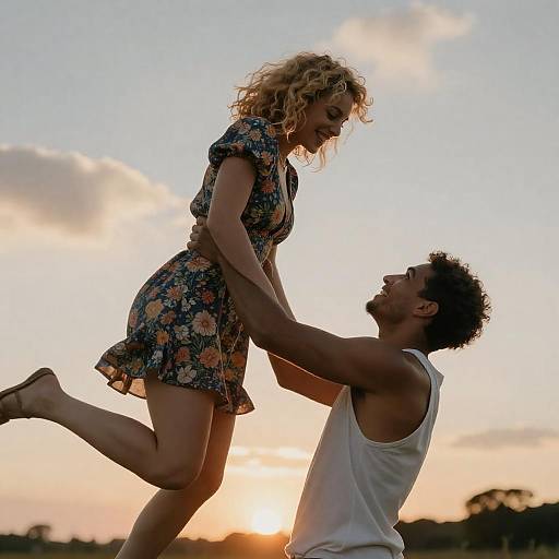 Couple enjoying sunset outdoors