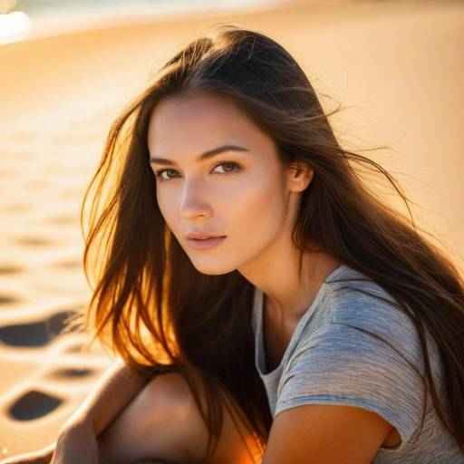 Brunette Beauty on the Beach at Dusk