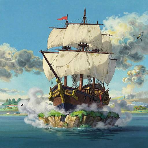 Enchanted Island with Magical Pirate Schooner