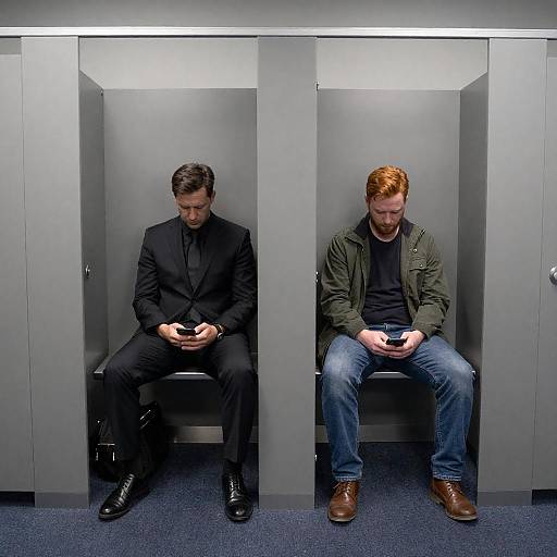 Intimate Moment in a Public Restroom