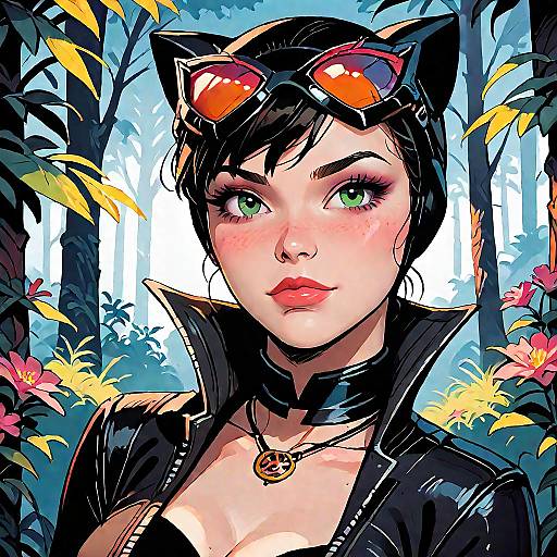 Catwoman in Forest Sunset