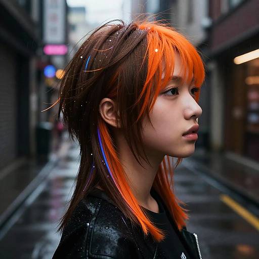 Cyberpunk Half-Brown Half-Orange Hair