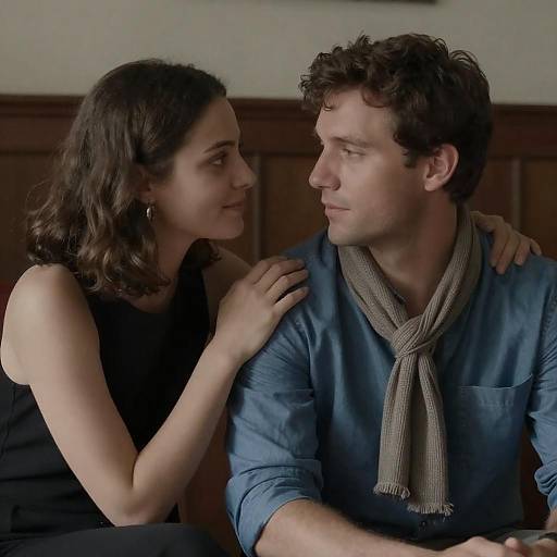 Couple's Intimate Moment in Dim Room