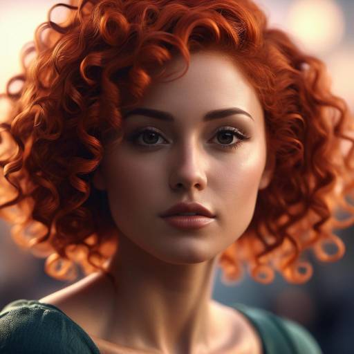 Thoughtful Woman with Curly Red Hair