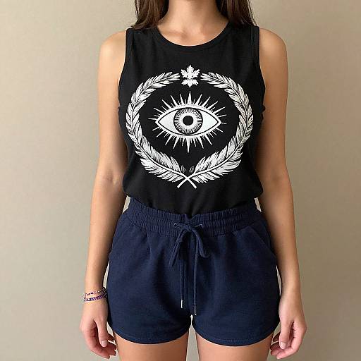 Casual Woman in Graphic Tank and Shorts