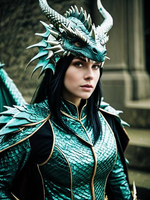 Glamorous Woman in Dragon Costume Photography