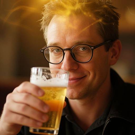 Man Holding Beer in Mystical Light
