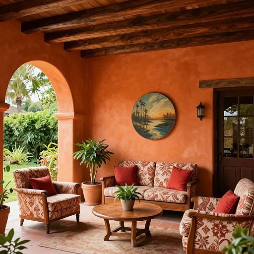 Cozy Sunlit Orange Stucco Patio