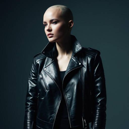 Avant-Garde Fashion Model with Bald Hairstyle Avant-Garde Fashion Model with Bald Hairstyle