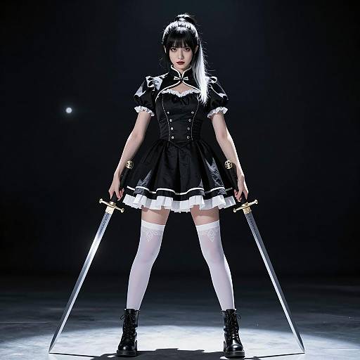 Female Gothic Warrior with Dual Swords