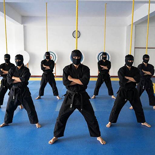 Dynamic Ninja Scene in Blue Dojo