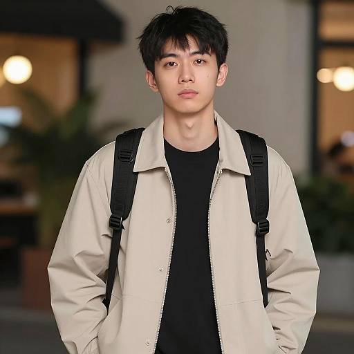 Young Asian Man in Casual Outfit Indoors
