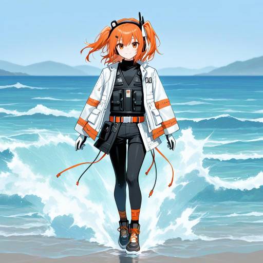 Carefree Girl by the Waves