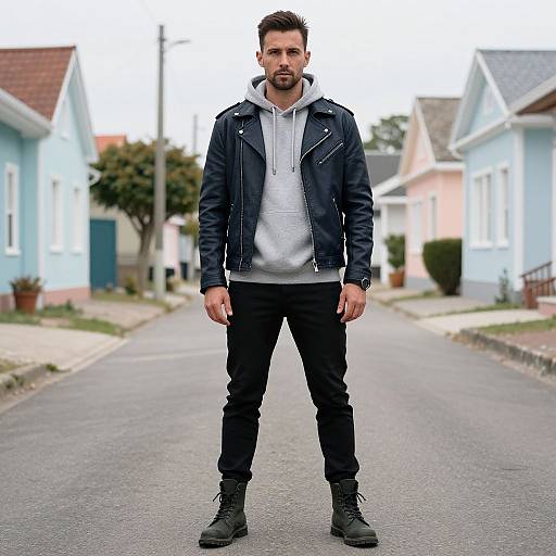 Confident Man in Urban Moto Style