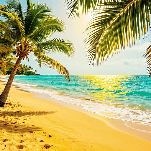 Vibrant Yellow Tropical Beach Scene