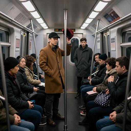 Urban Subway Scene with Diverse Passengers