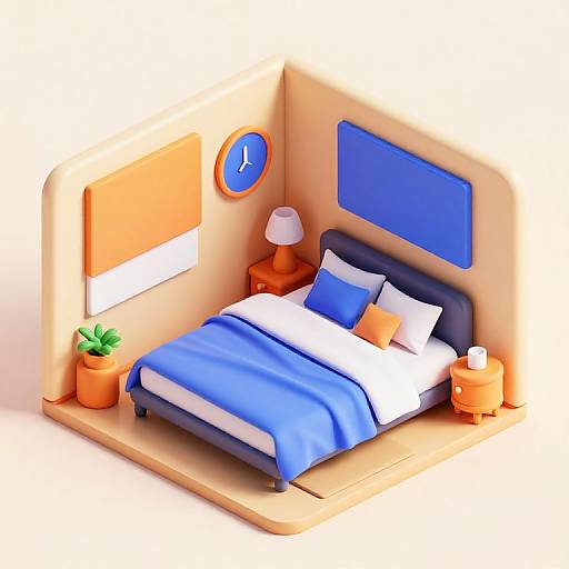 Hyper-Realistic Isometric Bedroom Art