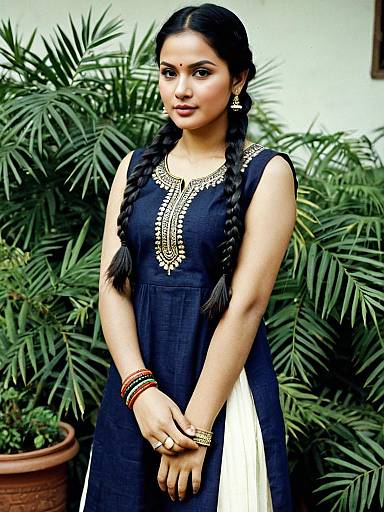 Elegant Churidar Kurti with Jewelry