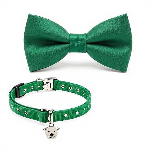 Green Dog Bow Tie and Collar Set
