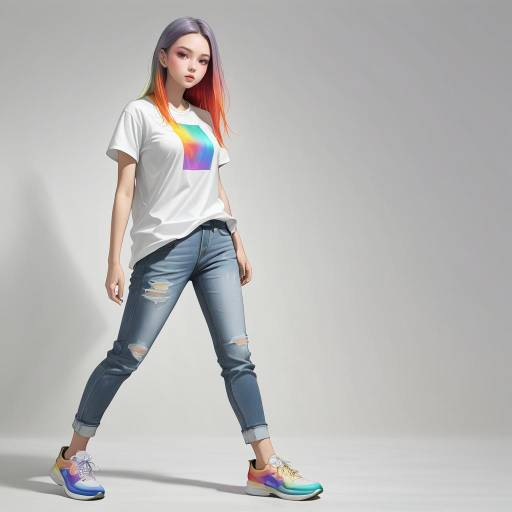 Vividly Dyed Girl in Dynamic Pose Vividly Dyed Girl in Dynamic Pose