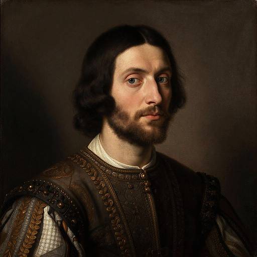 Renaissance Male Portrait with Blue Eyes