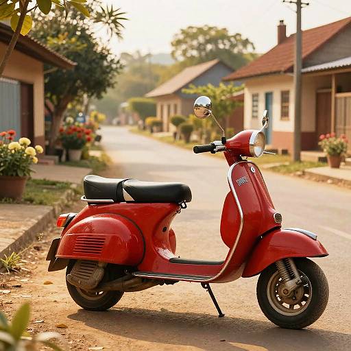 Vintage Red Elephant Scooter Scene