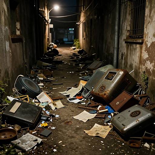 Forgotten Urban Alley with Discarded Items