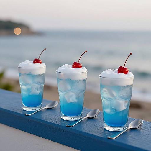 Refreshing Drinks on a Beach Ledge