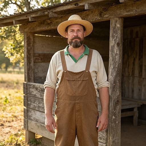 Rustic Farmer in Golden Countryside