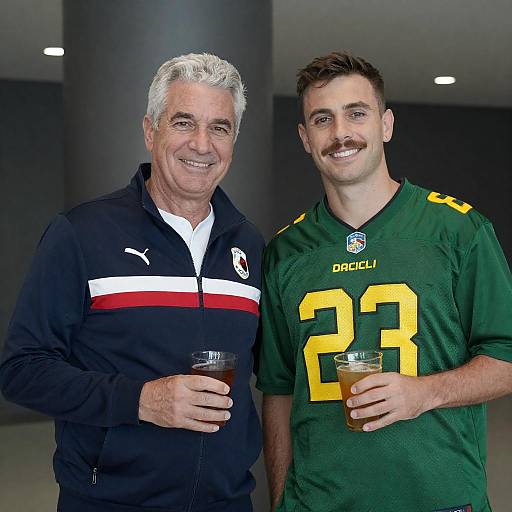 Smiling Friends Indoors with Drinks
